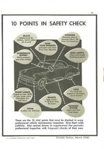 Illustration showing a 10-point safety check for a car