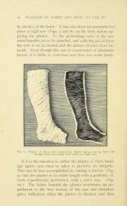 Halves of a plaster cast for a leg and ankle