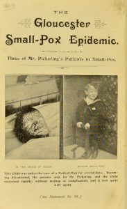 Title page of the Gloucester Small-pox epidemic with pictures of two sick children