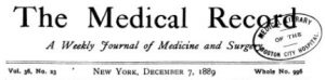3: Medical Record, Masthead, December 7, 1889