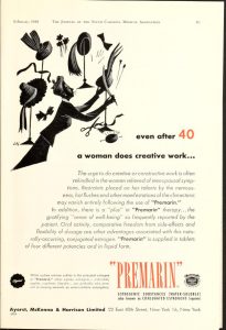 Full-page advertisement for Premarin menopause medication