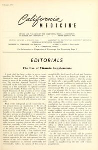 First page of an editorial from California Medicine in the 1940s