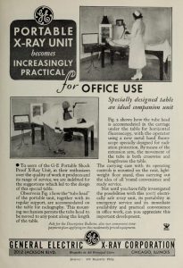 Advertisement for portable x-ray unit from 1935 Colorado Medicine