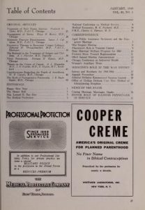 Table of contents page with advertisements from the Illinois Medical Journal
