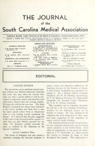 Title page of the Journal of the South Carolina Medical Association