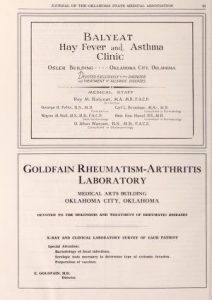 Page of advertisements from the Journal of the Oklahoma Medical Association