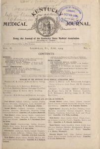 Title page of the Kentucky Medical Journal