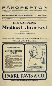 Front page from the Carolina Medical Journal.